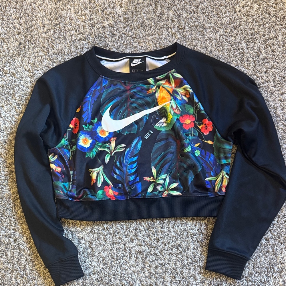 Nike Black Floral Cropped Top